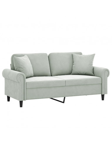 Divano a 2 Posti con Cuscini Grigio Chiaro 140 cm in Velluto