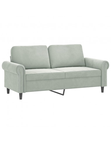 Divano a 2 Posti con Cuscini Grigio Chiaro 140 cm in Velluto