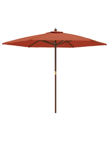 Ombrellone da Giardino con Palo in Legno Terracotta 299x240 cm
