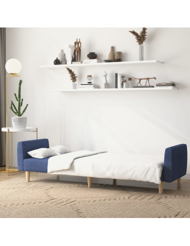 Divano Letto a 2 Posti Blu in Tessuto