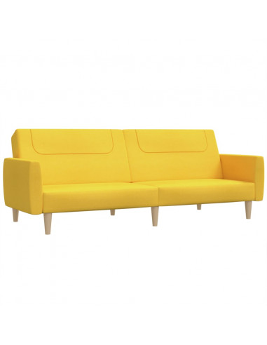 Divano Letto a 2 Posti Giallo in Tessuto
