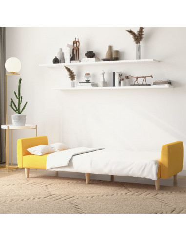 Divano Letto a 2 Posti Giallo in Tessuto