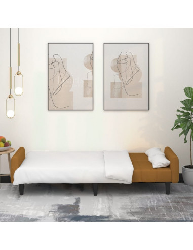 Divano Letto a 2 Posti Marrone in Velluto