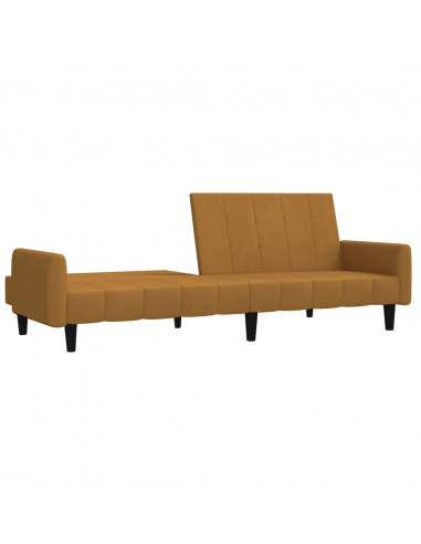 Divano Letto a 2 Posti Marrone in Velluto