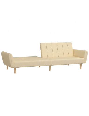 Divano Letto a 2 Posti Crema in Tessuto