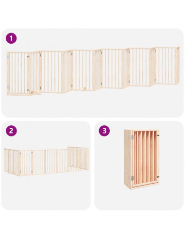 Cancello per Cani Porta Pieghevole 12 Pannelli 300 cm in Pioppo