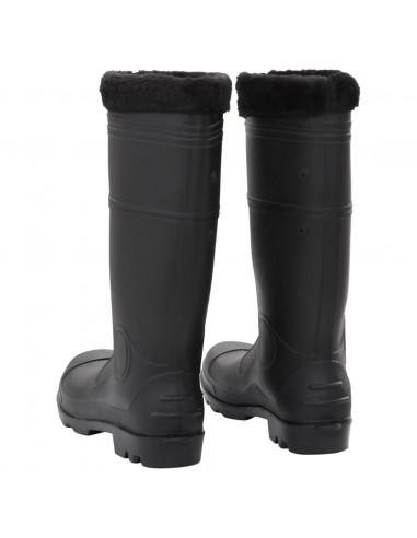 Stivali da Pioggia con Calzini Rimovibili Neri Misura 45 cm PVC