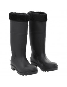 Stivali da Pioggia con Calzini Rimovibili Neri Misura 39 cm PVC