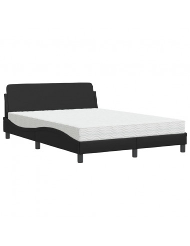 Letto con Materasso Nero 140x200 cm in Similpelle