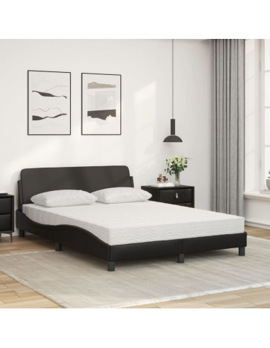 Letto con Materasso Nero 140x200 cm in Similpelle