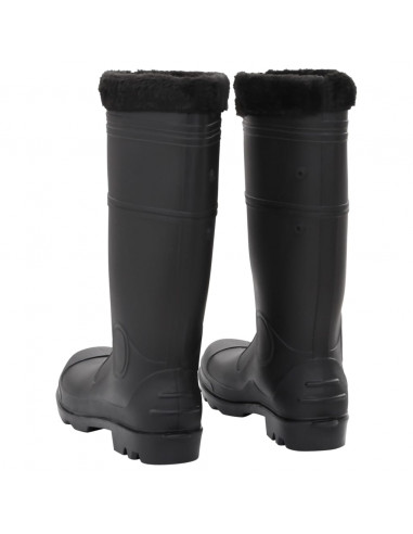 Stivali da Pioggia con Calzini Rimovibili Neri Misura 46 cm PVC