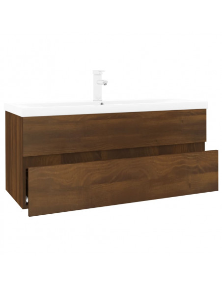 Mobile Bagno Lavabo Integrato Rovere Marrone Legno Multistrato