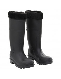 Stivali da Pioggia con Calzini Rimovibili Neri Misura 38 cm PVC