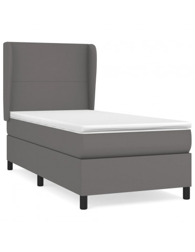 Giroletto a Molle con Materasso Grigio 100x200 cm in Similpelle