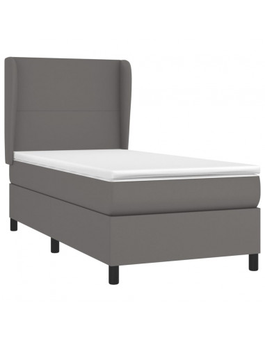 Giroletto a Molle con Materasso Grigio 100x200 cm in Similpelle