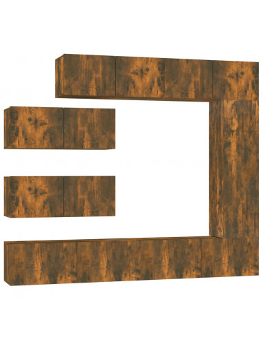 Set di Mobili Porta TV 7 pz Rovere Fumo in Legno Multistrato