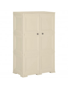 Armadietto in Plastica 79x43x125 cm Effetto Legno Bianco Angora 2