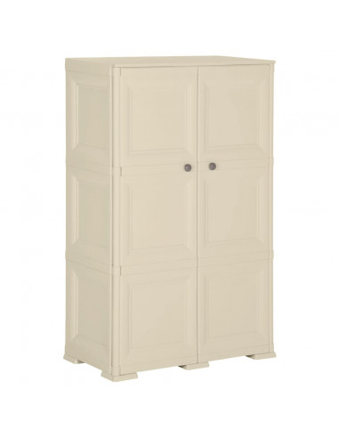 Armadietto in Plastica 79x43x125 cm Effetto Legno Bianco Angora