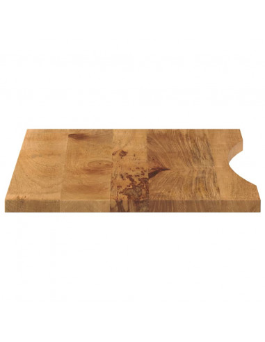 Piano Scrivania con Curva 100x50x2,5cm Massello Grezzo di Mango