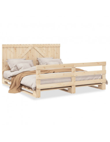 Giroletto con Testiera 200x200 cm in Legno Massello di Pino