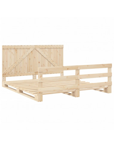 Giroletto con Testiera 200x200 cm in Legno Massello di Pino