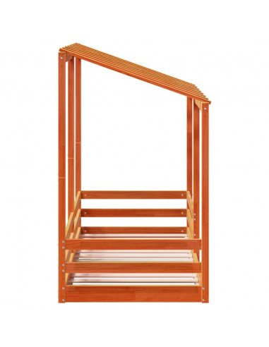 Letto Bambini con Tetto Marrone Cera 75x190 cm Massello Pino