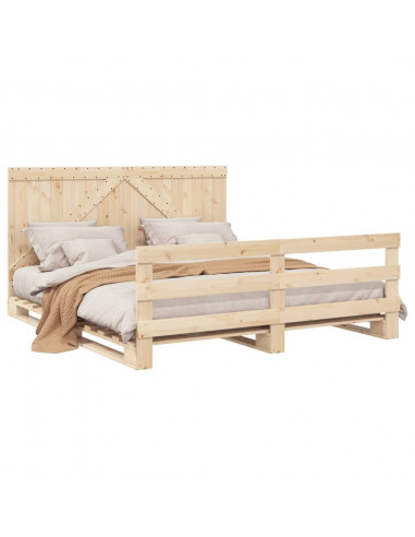 Giroletto con Testiera 200x200 cm in Legno Massello di Pino