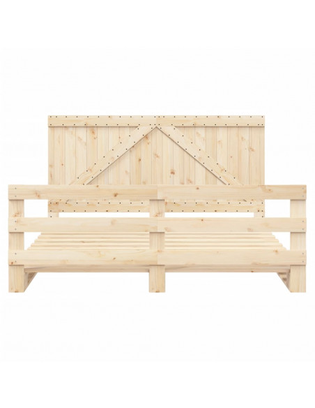 Giroletto con Testiera 200x200 cm in Legno Massello di Pino