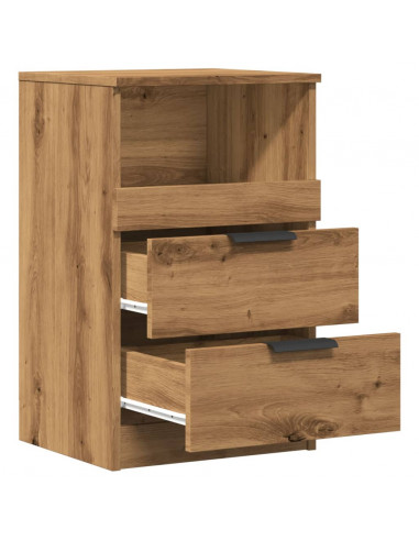 Comodini 2pz Rovere Artigianale 40x36x65cm in Legno Multistrato