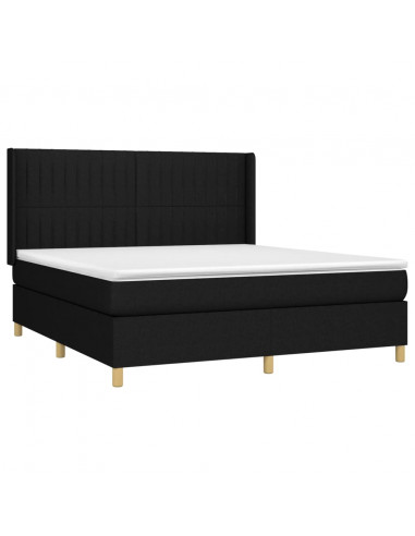 Letto a Molle con Materasso e LED Nero 160x200 cm in Tessuto