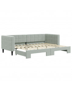 Divano Letto con Letto Estraibile Grigio Chiaro 80x200 Velluto 2