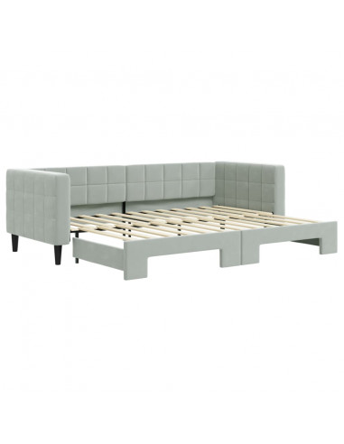 Divano Letto con Letto Estraibile Grigio Chiaro 80x200 Velluto