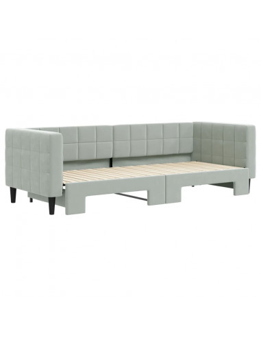 Divano Letto con Letto Estraibile Grigio Chiaro 80x200 Velluto