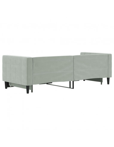 Divano Letto con Letto Estraibile Grigio Chiaro 80x200 Velluto