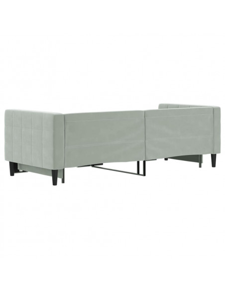 Divano Letto con Letto Estraibile Grigio Chiaro 80x200 Velluto