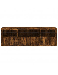 Credenza con Luci LED Rovere Fumo 202x37x67 cm 2