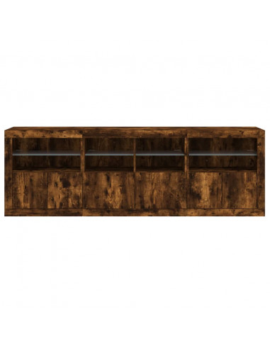 Credenza con Luci LED Rovere Fumo 202x37x67 cm