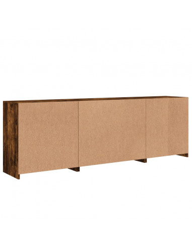 Credenza con Luci LED Rovere Fumo 202x37x67 cm