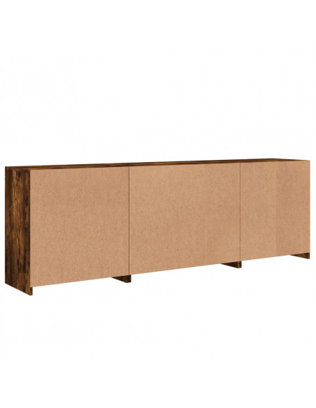 Credenza con Luci LED Rovere Fumo 202x37x67 cm