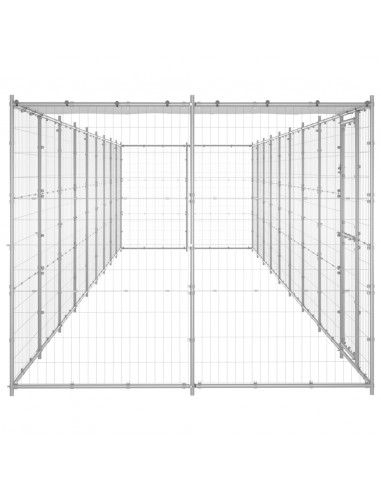 Gabbia per Cani da Esterno in Acciaio Zincato con Tetto 21,78m²