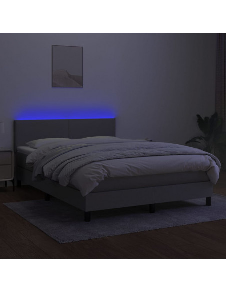 Letto a Molle Materasso e LED Grigio Chiaro 140x200 cm Tessuto
