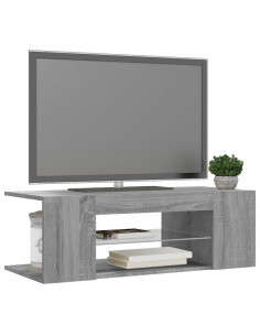 Mobile Porta TV con Luci LED Grigio Sonoma 90x39x30 cm 2
