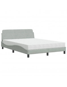 Letto con Materasso Grigio Chiaro 140x190 cm in Velluto 2