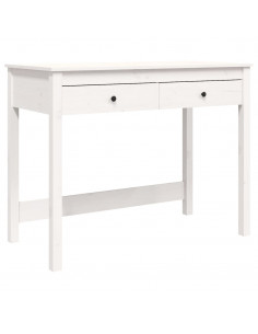 Scrivania con Cassetti Bianca 100x50x78 cm Legno Massello Pino 2