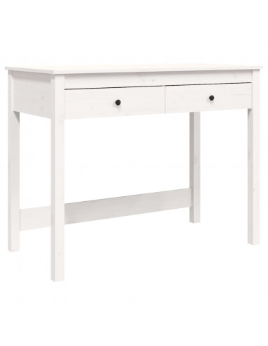 Scrivania con Cassetti Bianca 100x50x78 cm Legno Massello Pino