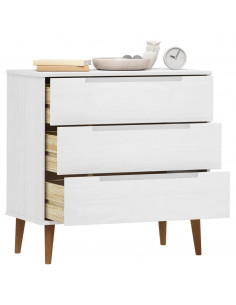 Cassettiera MOLDE Bianca 80x40x80 cm in Legno Massello di Pino 2