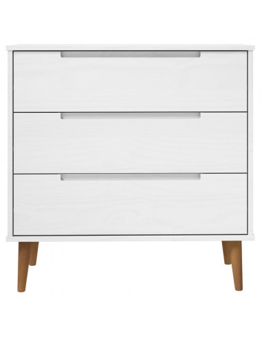 Cassettiera MOLDE Bianca 80x40x80 cm in Legno Massello di Pino