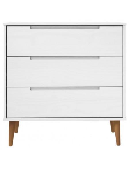 Cassettiera MOLDE Bianca 80x40x80 cm in Legno Massello di Pino