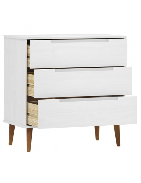 Cassettiera MOLDE Bianca 80x40x80 cm in Legno Massello di Pino