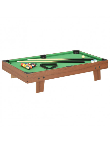 Mini Tavolo da Biliardo 3 Piedi 92x52x19 cm Marrone Verde